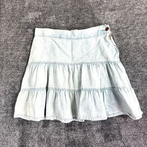 Vintage Bongo Denim Mini Skirt Women’s 9 Made in USA Tiered Light Wash.